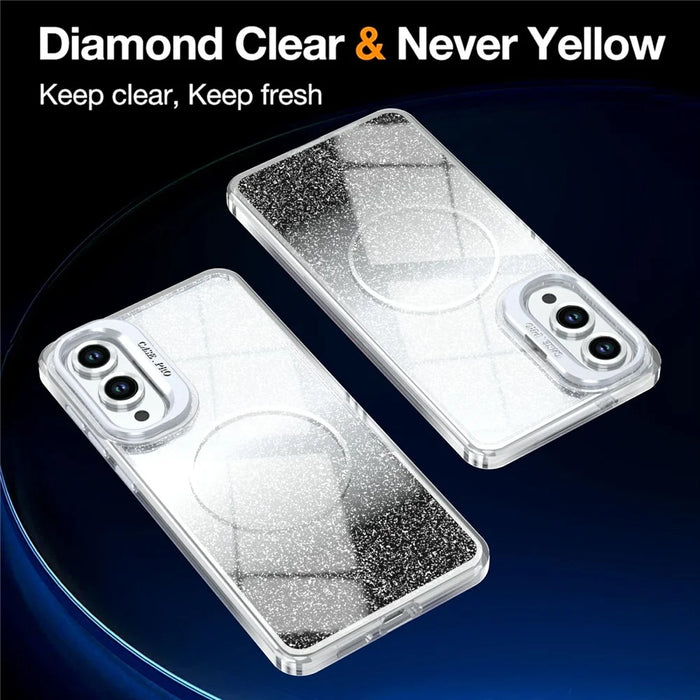 For Samsung Galaxy S25 Edge Magnetic Case Gradient Glitter Shockproof TPU PC Phone Cover - Black - 2