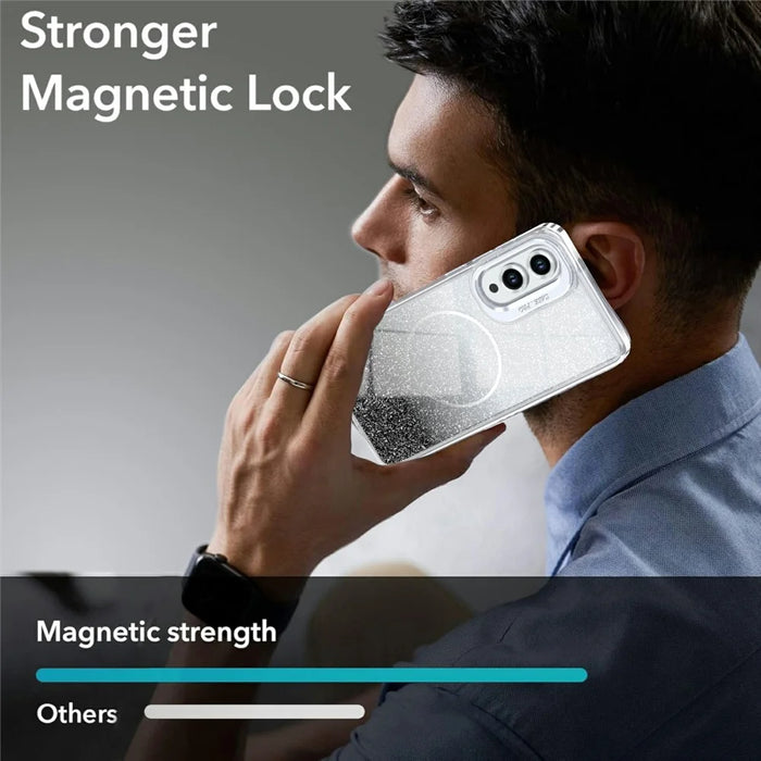 For Samsung Galaxy S25 Edge Magnetic Case Gradient Glitter Shockproof TPU PC Phone Cover - Black - 6