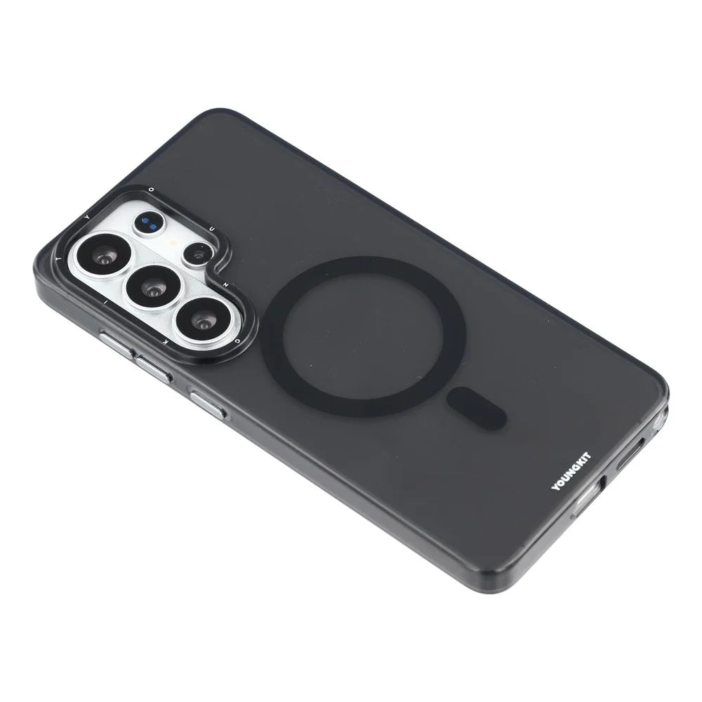 YOUNGKIT For Samsung Galaxy S26 Ultra Magnetic Case PET TPU Matte Phone Cover - Transparent Black - 4