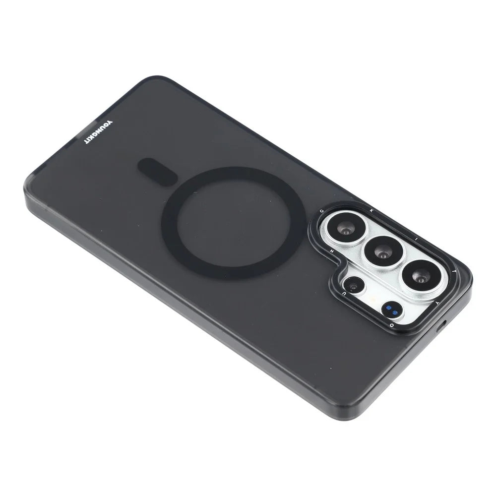 YOUNGKIT For Samsung Galaxy S26 Ultra Magnetic Case PET TPU Matte Phone Cover - Transparent Black - 5