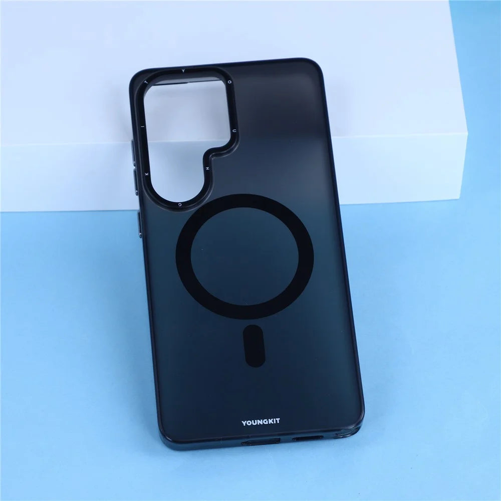 YOUNGKIT For Samsung Galaxy S26 Ultra Magnetic Case PET TPU Matte Phone Cover - Transparent Black - 6
