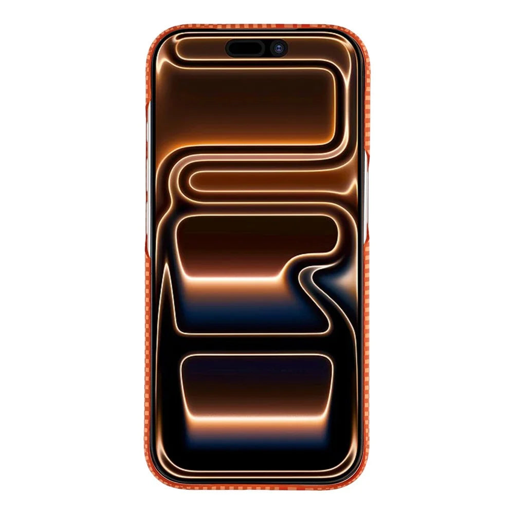 X-LEVEL For iPhone 17 Pro Max Case Compatible with MagSafe Lacquered "Horse" Character Carbon Nanofiber PC Phone Cover - Orange - 3