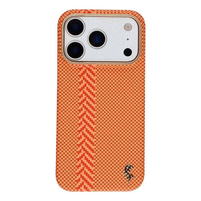 X-LEVEL For iPhone 17 Pro Case Compatible with MagSafe Lacquered "Horse" Character Carbon Nanofiber PC Phone Cover - Orange - 2