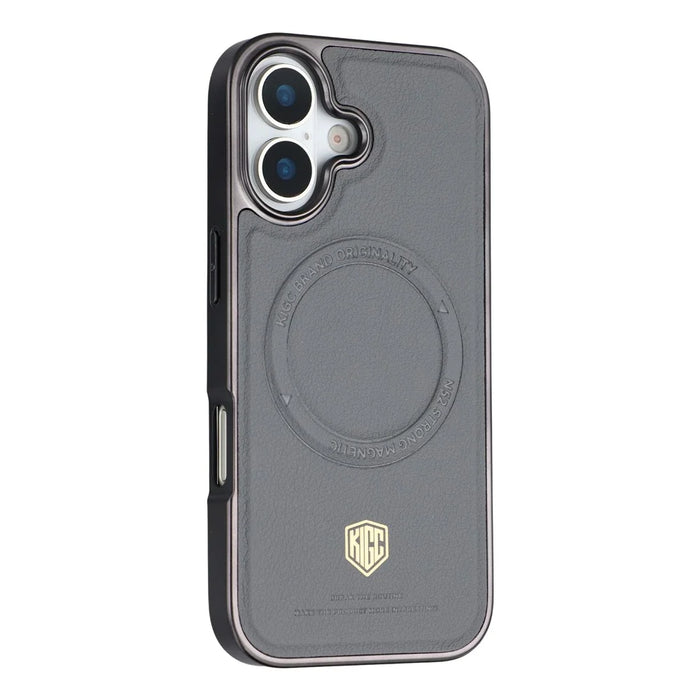 KIGC For iPhone 17 Case Compatible with MagSafe PC + TPU + PU Electroplating Phone Cover - Grey - 1