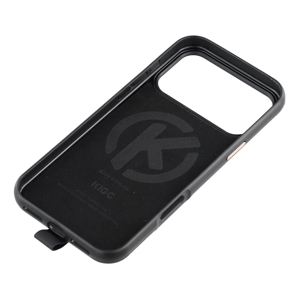 KIGC For iPhone 17 Pro Max Case Compatible with MagSafe Rotating Kickstand Wristband Woven Texture PC Phone Cover - Black - 7