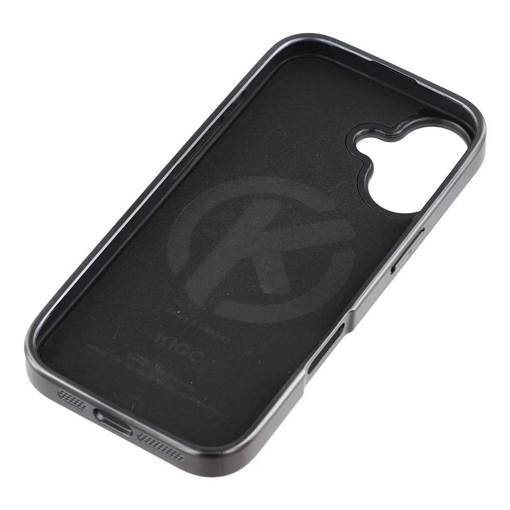 KIGC For iPhone 17 Case Leather + PC + TPU Electroplating Phone Cover with Card Holder - Black - 6