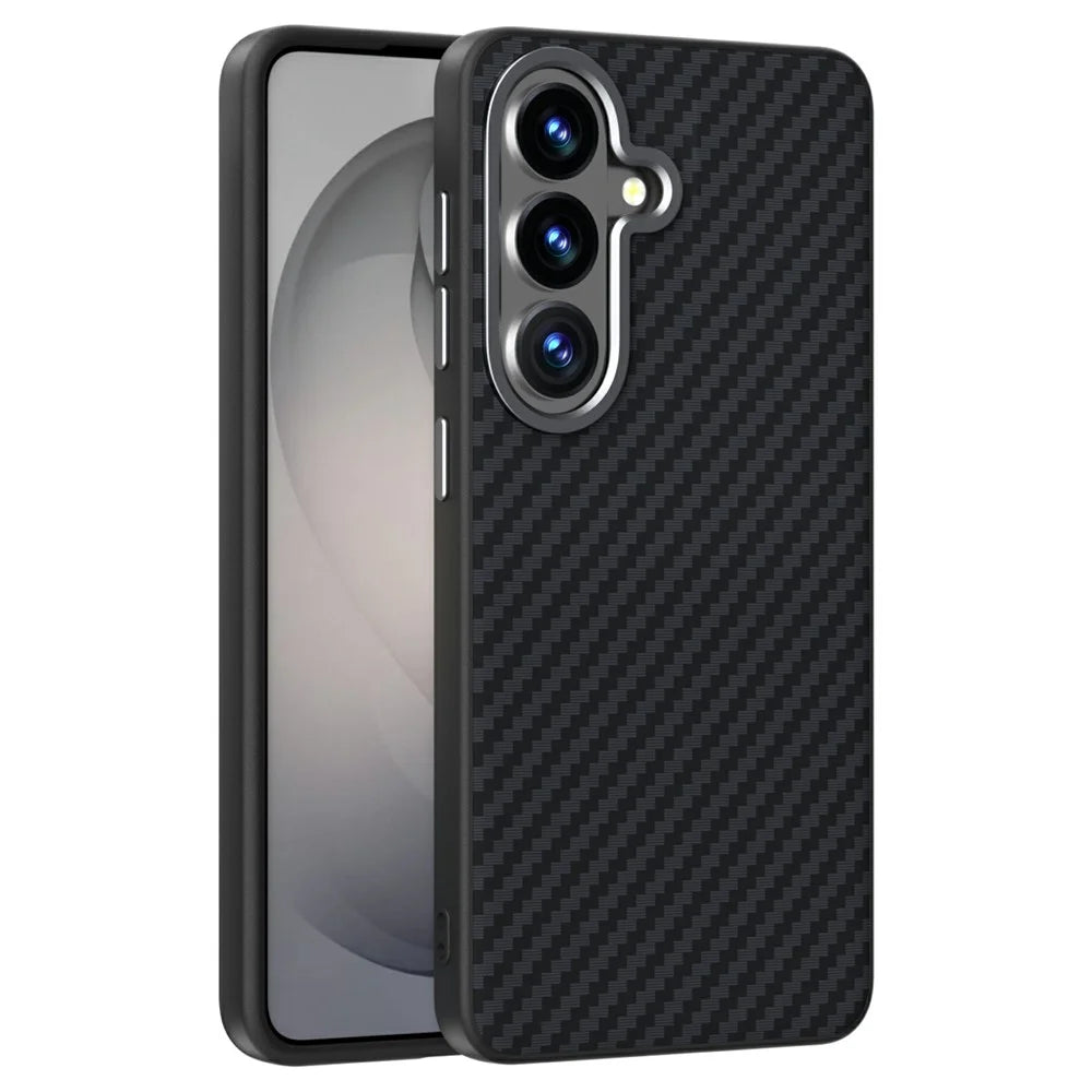 ABEEL For Samsung Galaxy S26 Magnetic Case Carbon Fiber Texture Phone Back Cover - Black - 1