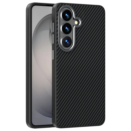 ABEEL For Samsung Galaxy S26 Magnetic Case Carbon Fiber Texture TPU PC PU Phone Back Cover - Black - 1
