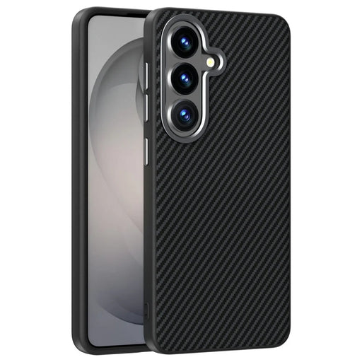 ABEEL For Samsung Galaxy S26 Magnetic Case Carbon Fiber Texture TPU PC PU Phone Back Cover - Black - 1