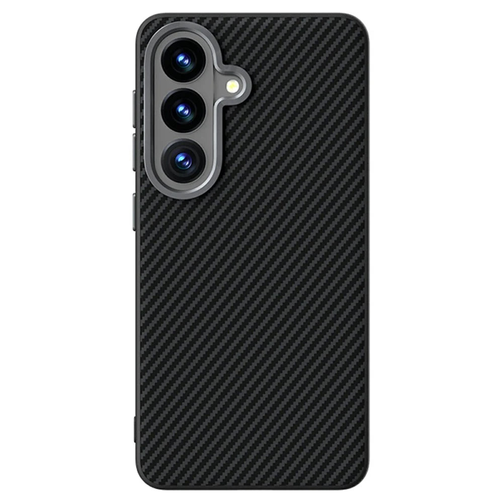 ABEEL For Samsung Galaxy S26 Magnetic Case Carbon Fiber Texture TPU PC PU Phone Back Cover - Black - 2