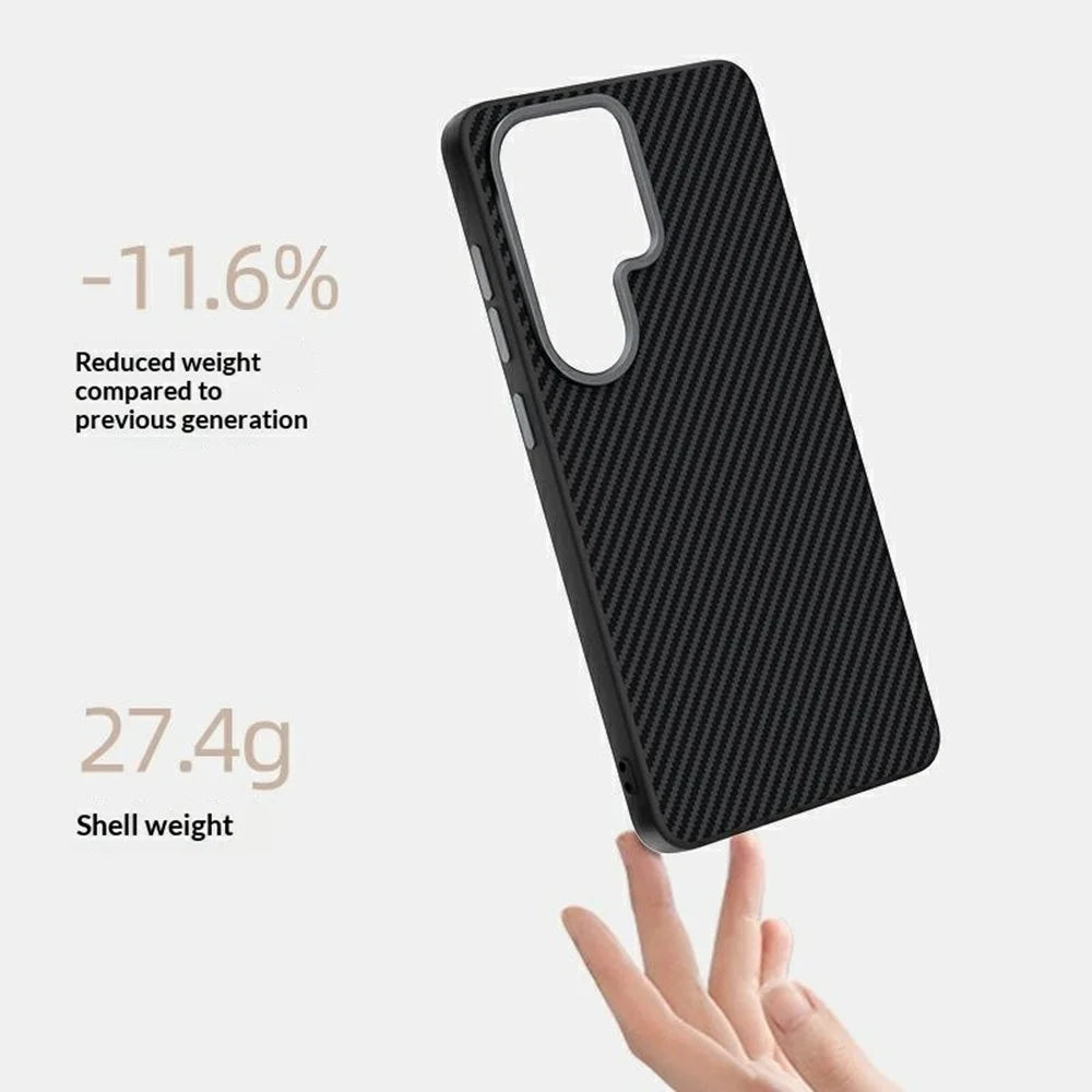 ABEEL For Samsung Galaxy S26 Magnetic Case Carbon Fiber Texture TPU PC PU Phone Back Cover - Black - 3