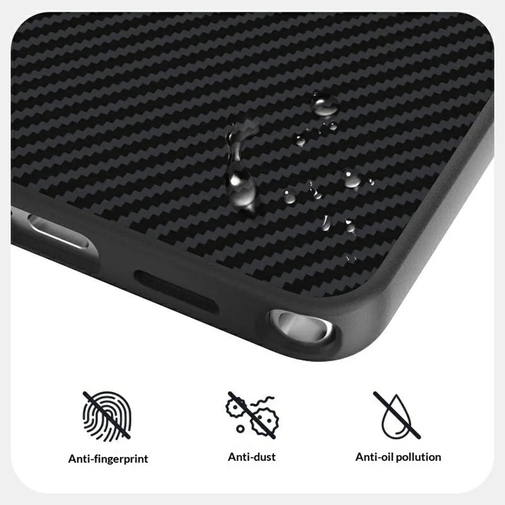 ABEEL For Samsung Galaxy S26 Magnetic Case Carbon Fiber Texture TPU PC PU Phone Back Cover - Black - 4
