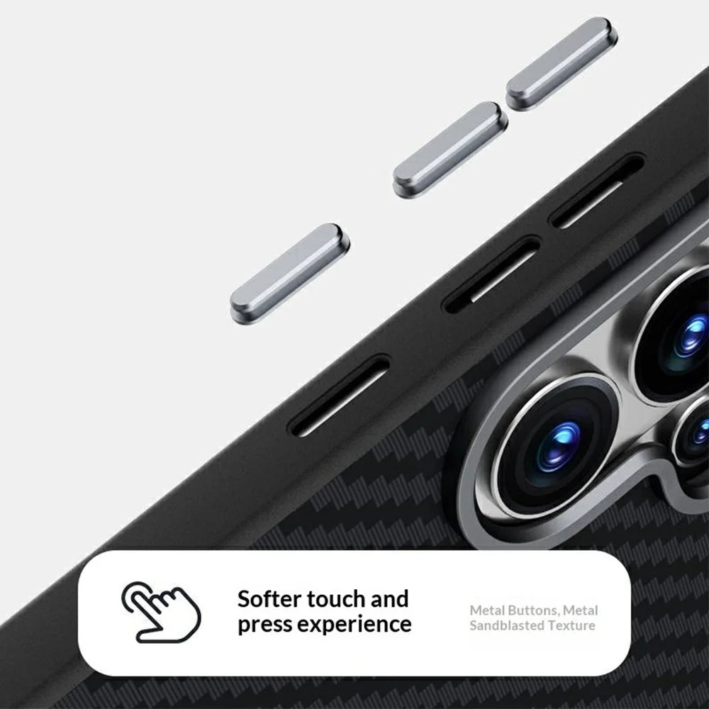 ABEEL For Samsung Galaxy S26+ Magnetic Case Carbon Fiber Texture Phone Back Cover - Black - 5