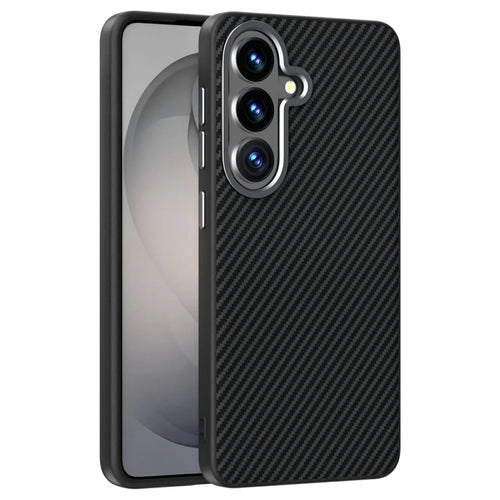 ABEEL For Samsung Galaxy S26+ Magnetic Case Carbon Fiber Texture TPU PC PU Phone Back Cover - Black - 1