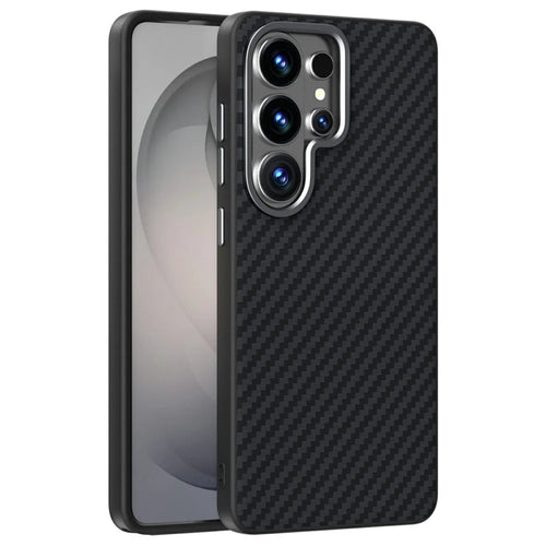 ABEEL For Samsung Galaxy S26 Ultra Magnetic Case Carbon Fiber Texture Phone Back Cover - Black - 1