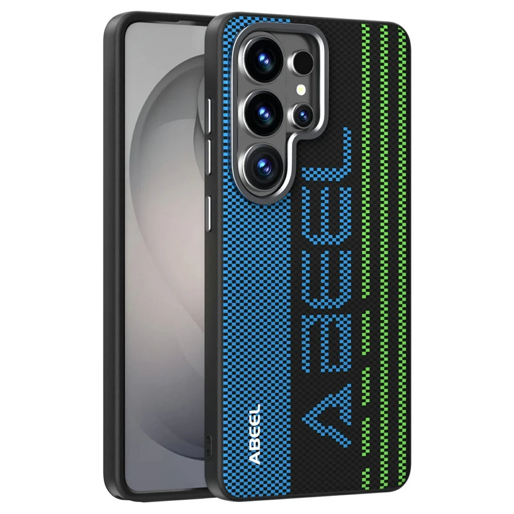 ABEEL For Samsung Galaxy S26 Ultra Magnetic Case Micro-Embossing 6D Printed PC TPU Aluminum Alloy Leather Phone Cover - Outstanding No. 1 - 1