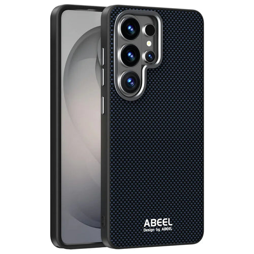 ABEEL For Samsung Galaxy S26 Ultra Magnetic Case Printed PC TPU Aluminum Alloy Leather Phone Cover - Black - 1
