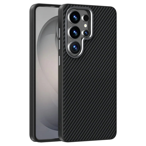 ABEEL For Samsung Galaxy S26 Ultra Magnetic Case Carbon Fiber Texture TPU PC PU Phone Back Cover - Black - 1