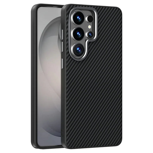 ABEEL For Samsung Galaxy S26 Ultra Magnetic Case Carbon Fiber Texture TPU PC PU Phone Back Cover - Black - 1