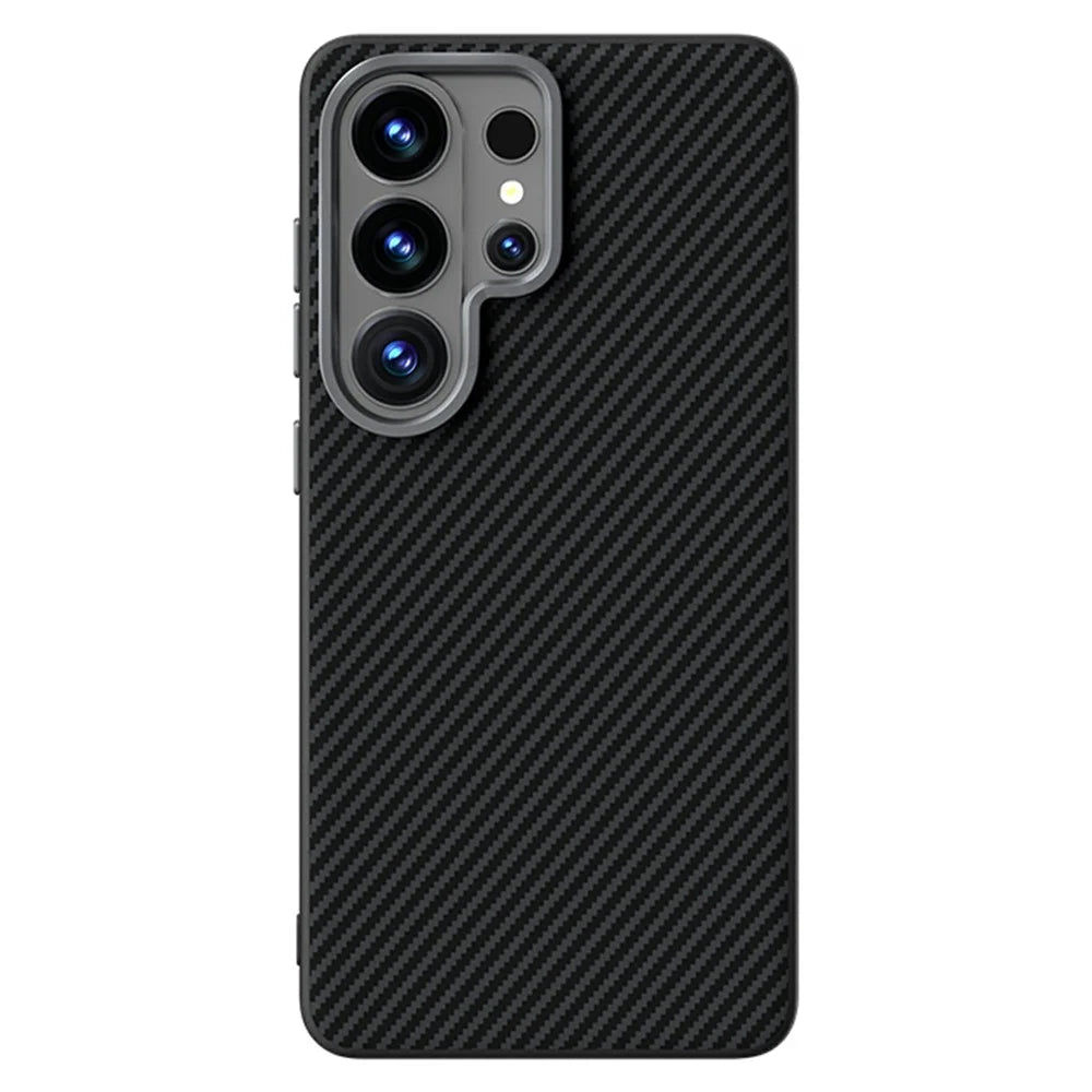 ABEEL For Samsung Galaxy S26 Ultra Magnetic Case Carbon Fiber Texture TPU PC PU Phone Back Cover - Black - 2