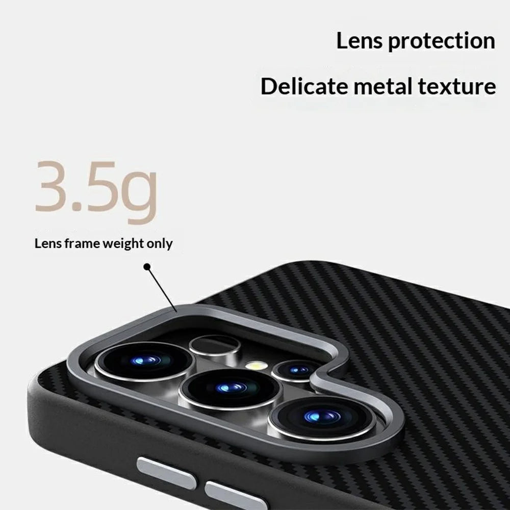 ABEEL For Samsung Galaxy S26 Ultra Magnetic Case Carbon Fiber Texture TPU PC PU Phone Back Cover - Black - 5