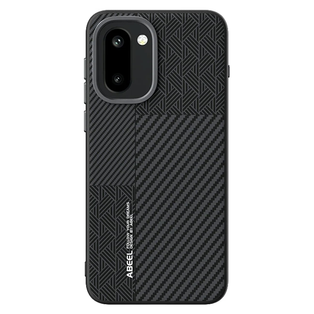 ABEEL For OnePlus 15R 5G Magnetic Case PC + TPU + Aluminum Alloy + PU Leather Slim Phone Back Cover - Texture 3 - 2