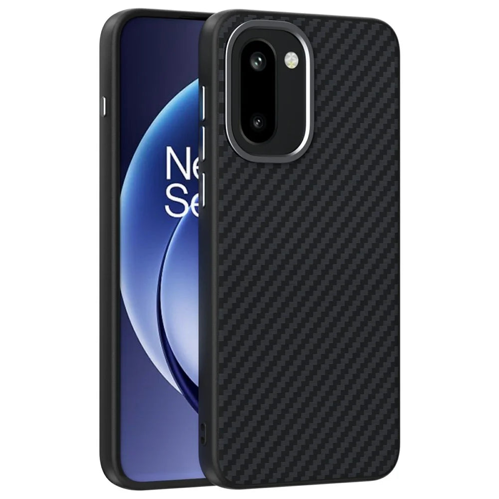 ABEEL For OnePlus 15R 5G Magnetic Case Carbon Fiber Texture Phone Back Cover - Black - 1