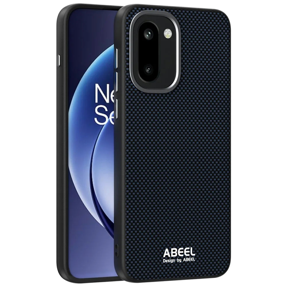 ABEEL For OnePlus 15R 5G Magnetic Case Printed PC TPU Aluminum Alloy Leather Phone Cover - Black - 1