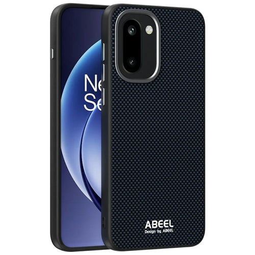 ABEEL For OnePlus 15R 5G Magnetic Case Printed PC TPU Aluminum Alloy Leather Phone Cover - Black - 1