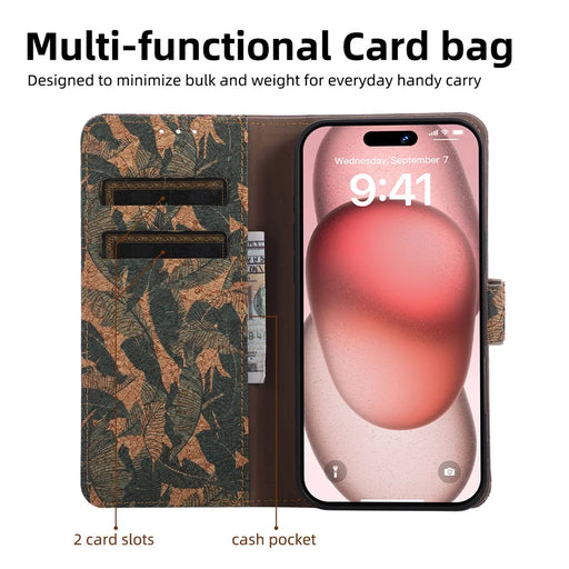 For Google Pixel 9a Leather Wallet Case Bohemian-style TPU PU Phone Cover with Stand - Autumn Leaves - 2