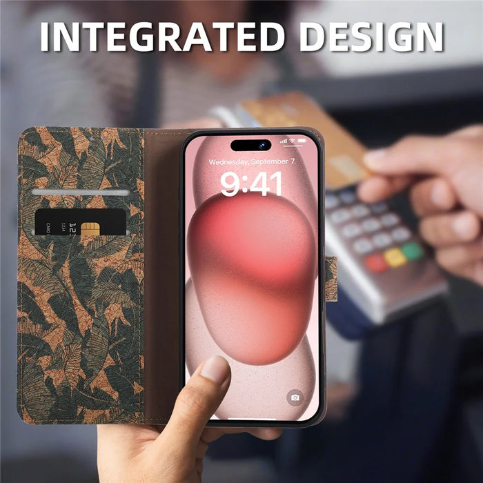 For Google Pixel 9a Leather Wallet Case Bohemian-style TPU PU Phone Cover with Stand - Autumn Leaves - 4