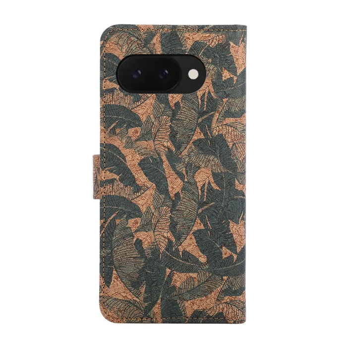 For Google Pixel 9a Leather Wallet Case Bohemian-style TPU PU Phone Cover with Stand - Autumn Leaves - 7