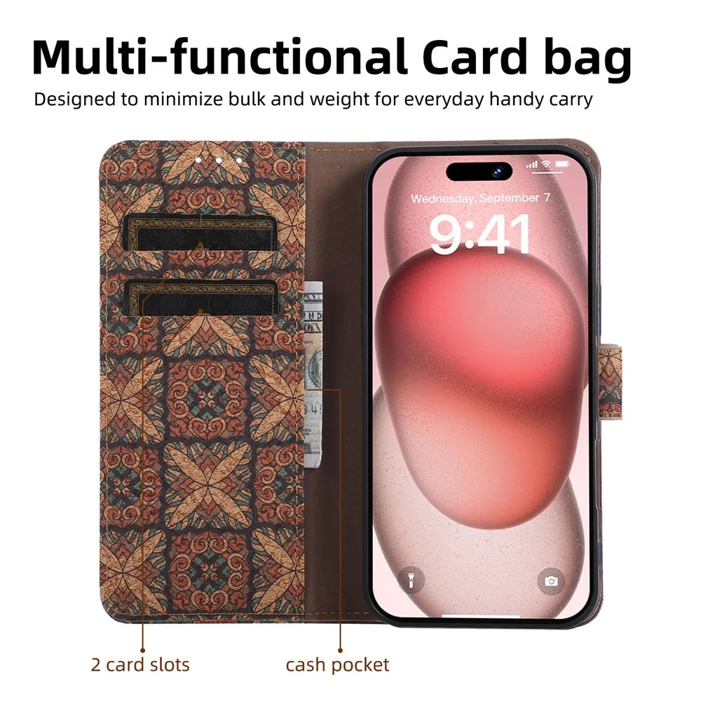 Leather Wallet Case For Google Pixel 10  /  Pixel 10 Pro Bohemian-style TPU PU Phone Cover with Stand - Hearts - 2