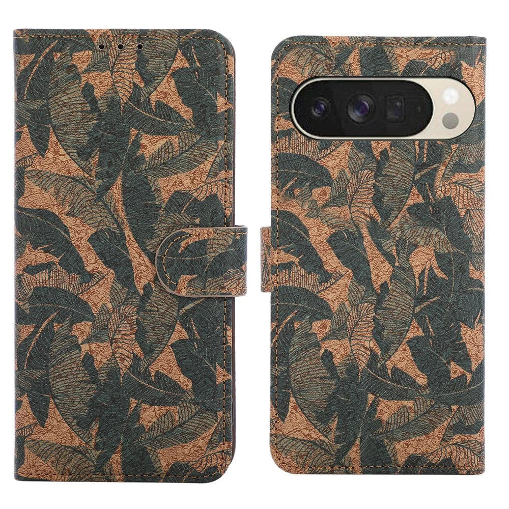 For Google Pixel 10 Pro XL Leather Wallet Case Bohemian-style TPU PU Phone Cover with Stand - Autumn Leaves - 1