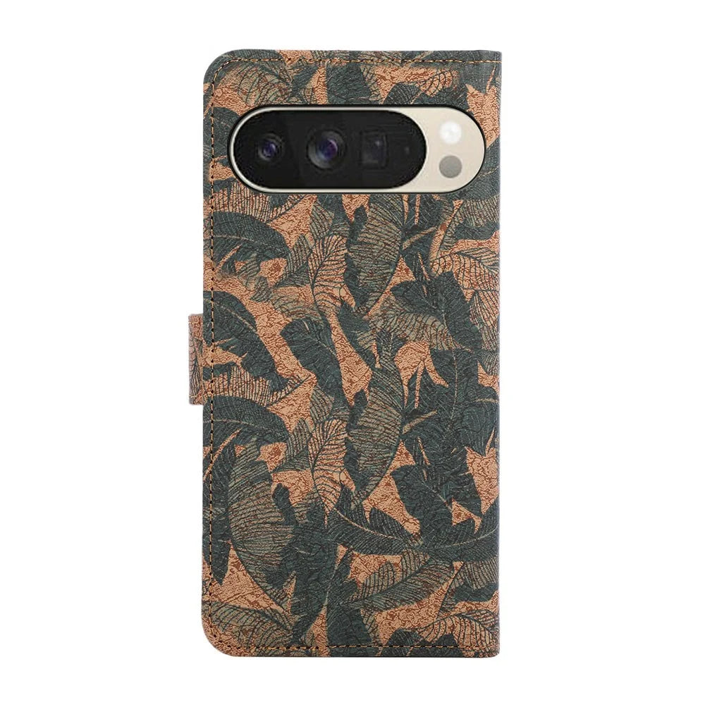 For Google Pixel 10 Pro XL Leather Wallet Case Bohemian-style TPU PU Phone Cover with Stand - Autumn Leaves - 7
