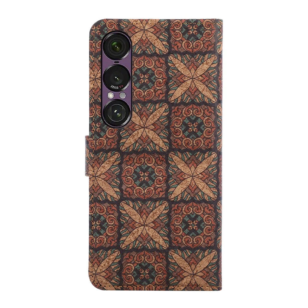 For Sony Xperia 1 VII Leather Wallet Case Bohemian-style TPU PU Phone Cover with Stand - Hearts - 7