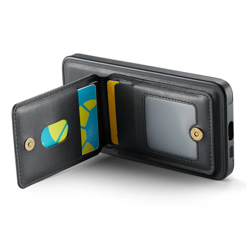 MAGKING K1 Series For Samsung Galaxy S24 FE Magnetic Case PC + TPU + PU Phone Cover with Card Holder - Black - 6