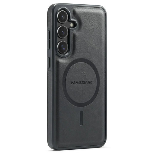 MAGKING K1 Series For Samsung Galaxy S24 FE Magnetic Case PC + TPU + PU Leather Phone Cover - Black - 1