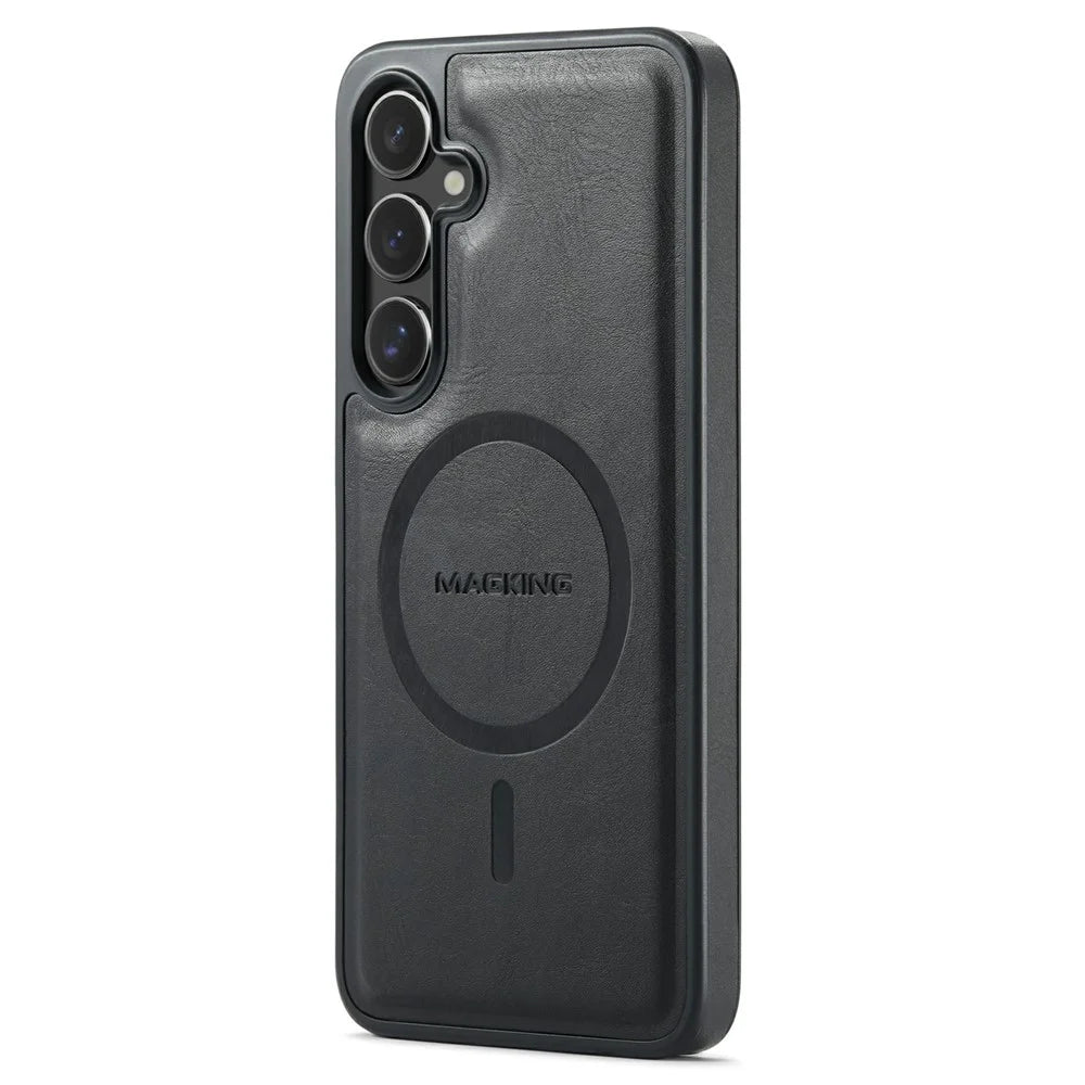 MAGKING K1 Series For Samsung Galaxy S24 FE Magnetic Case PC + TPU + PU Leather Phone Cover - Black - 2