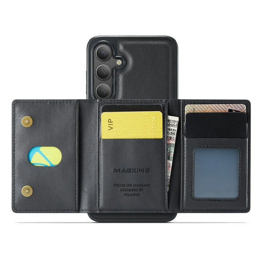 MAGKING K2 Series For Samsung Galaxy S24 FE Magnetic Case PC + TPU + PU Phone Cover with RFID Blocking Wallet - Black - 2