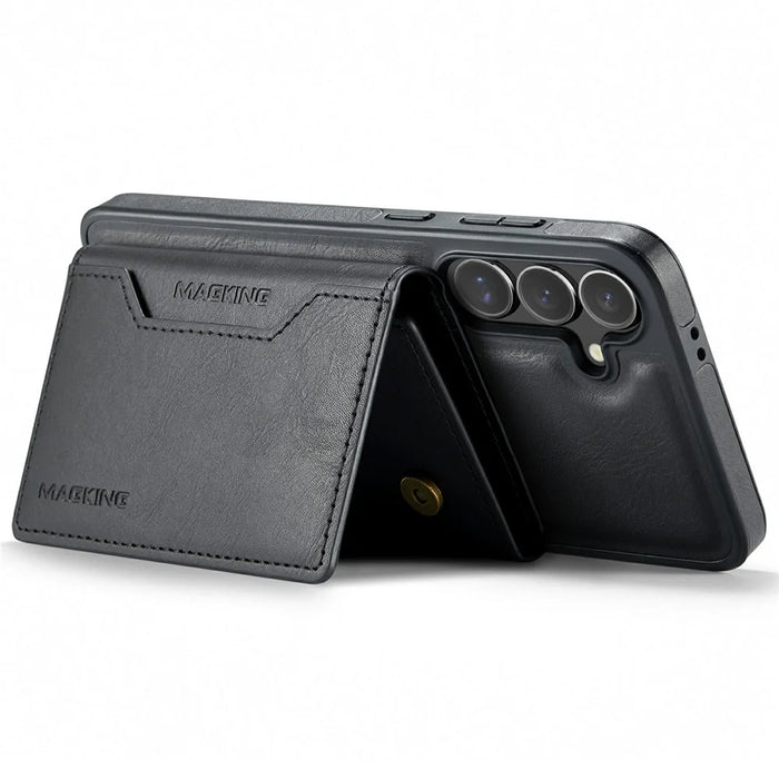 MAGKING K2 Series For Samsung Galaxy S24 FE Magnetic Case PC + TPU + PU Phone Cover with RFID Blocking Wallet - Black - 3