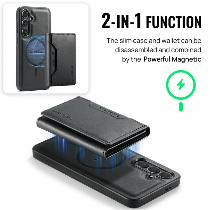 MAGKING K2 Series For Samsung Galaxy S24 FE Magnetic Case PC + TPU + PU Phone Cover with RFID Blocking Wallet - Black - 5