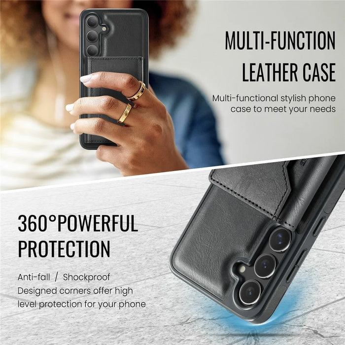 MAGKING K2 Series For Samsung Galaxy S24 FE Magnetic Case PC + TPU + PU Phone Cover with RFID Blocking Wallet - Black - 7