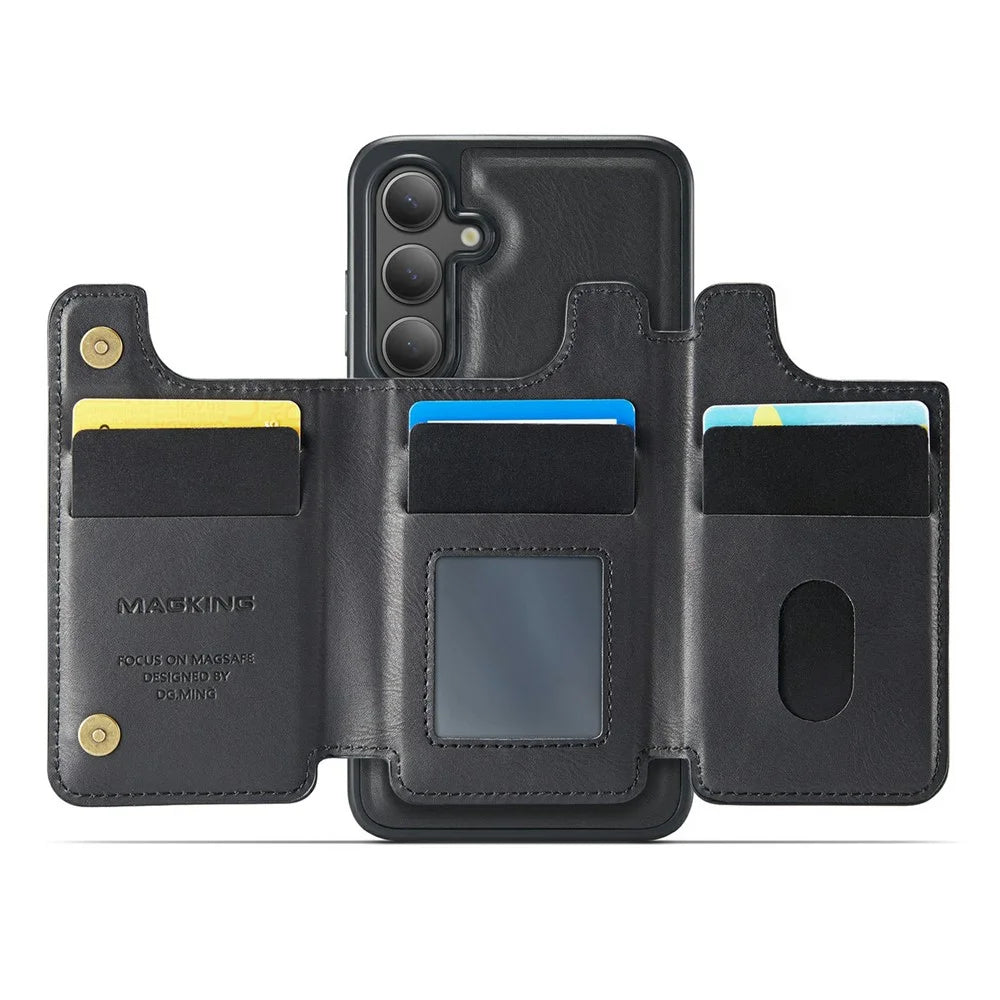 MAGKING K3 Series For Samsung Galaxy S24 FE Magnetic Case Detachable Wallet PC + TPU + PU Phone Cover - Black - 2
