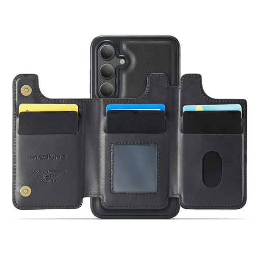 MAGKING K3 Series For Samsung Galaxy S24 FE Magnetic Case Detachable Wallet PC + TPU + PU Phone Cover - Black - 2