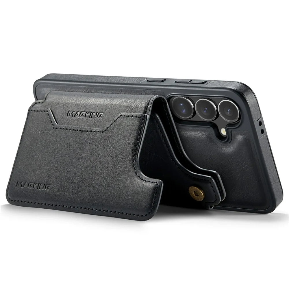 MAGKING K3 Series For Samsung Galaxy S24 FE Magnetic Case Detachable Wallet PC + TPU + PU Phone Cover - Black - 3
