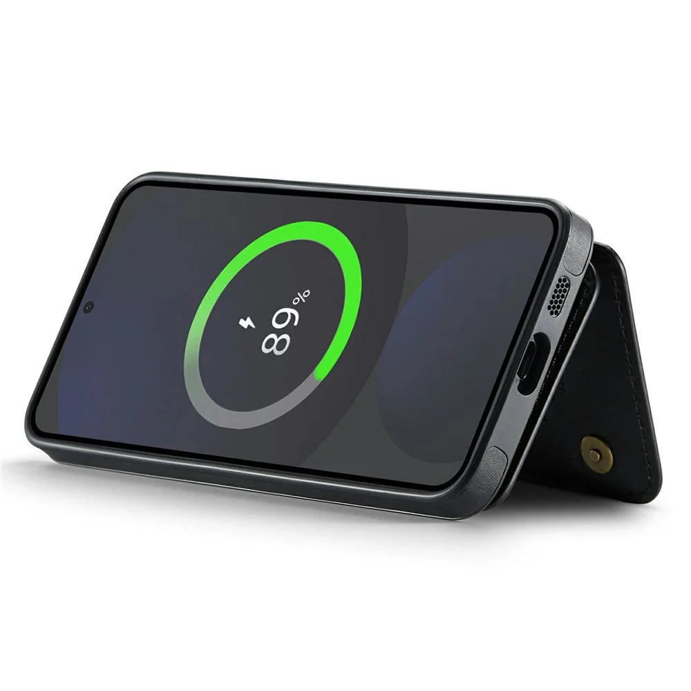 MAGKING K3 Series For Samsung Galaxy S24 FE Magnetic Case Detachable Wallet PC + TPU + PU Phone Cover - Black - 4