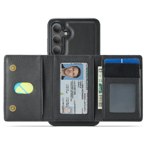 MAGKING K4 Series For Samsung Galaxy S24 FE Magnetic Case Detachable Wallet PU TPU PC Phone Cover - Black - 2