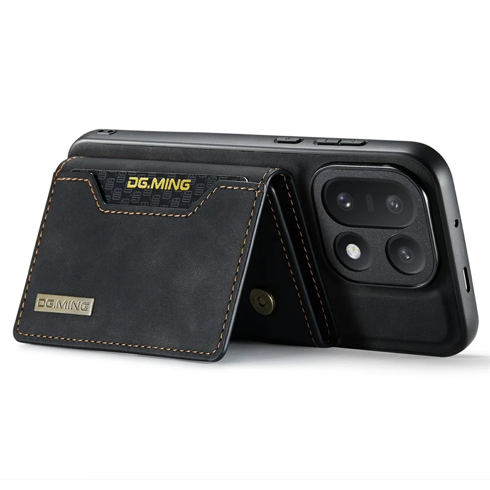 DG.MING M2 Series for OnePlus 15 5G PU Leather Tri-Fold Multiple Card Slots Holder Pocket Purse - Black - 3