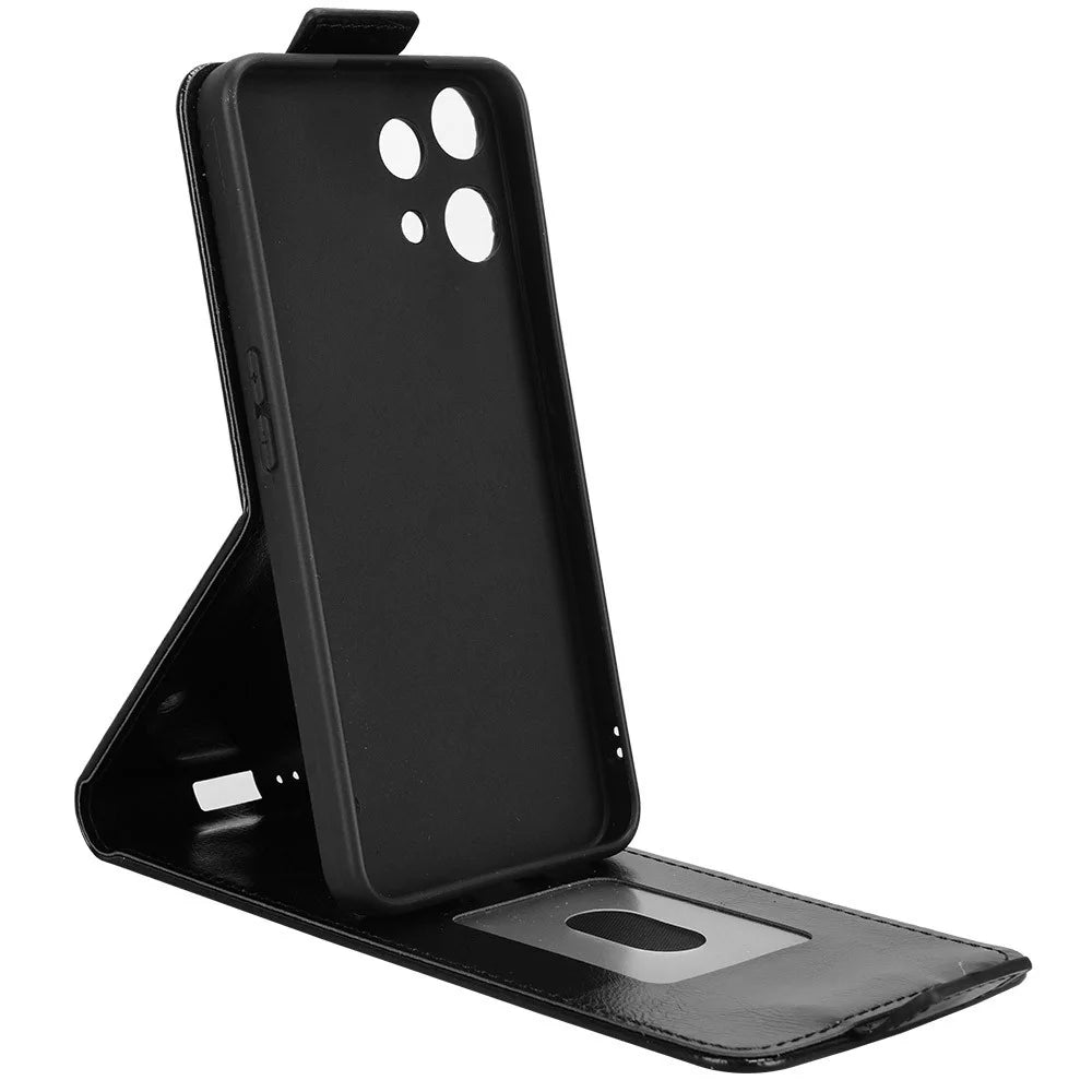 For Nothing Phone (3a) Lite 5G Stand Case Magnetic Clasp Vertical Flip Leather Phone Cover with Card Holder - Black - 2